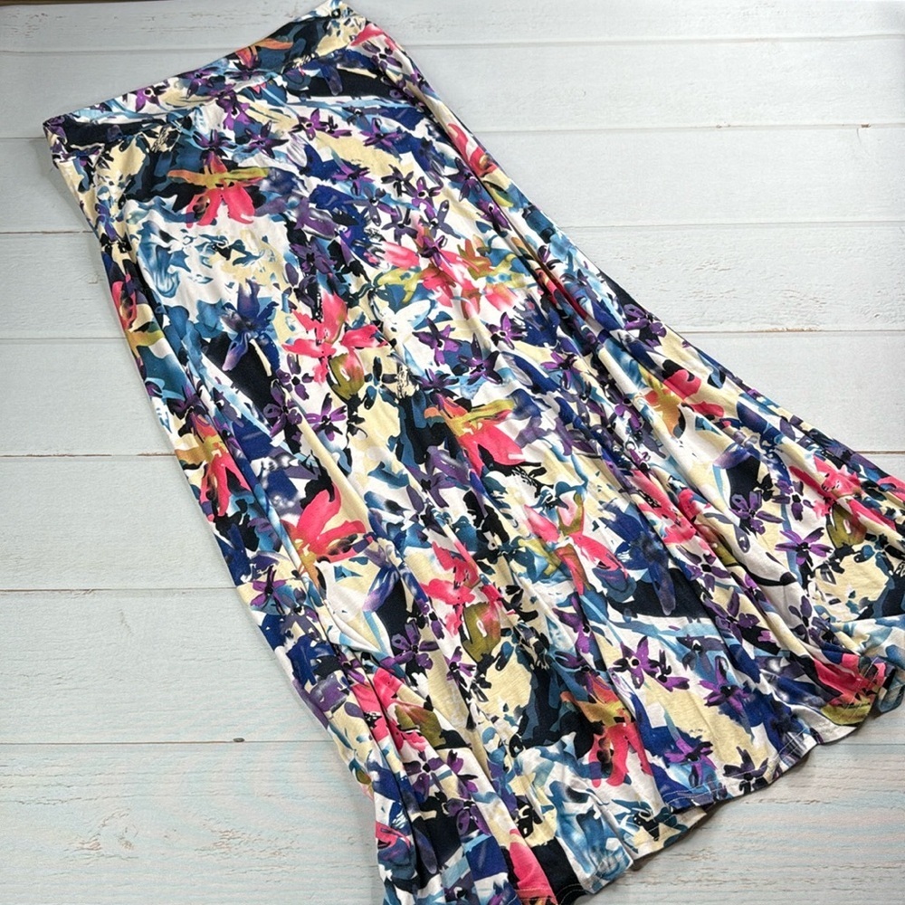 Hannah Colorful Floral Abstract Maxi Skirt Size Small